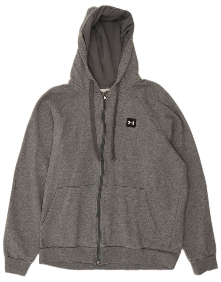 UNDER ARMOUR Mens Cold Gear Zip Hoodie Sweater Medium Grey Cotton