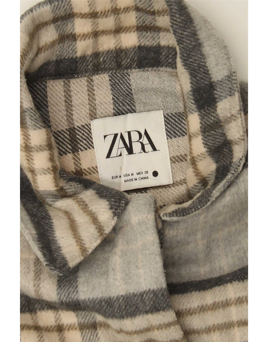 Zara Womens Shacket Jacket UK 14 Medium Grey Plaid
