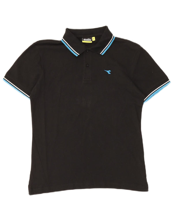 Diadora Mens Polo Shirt Small Black Cotton