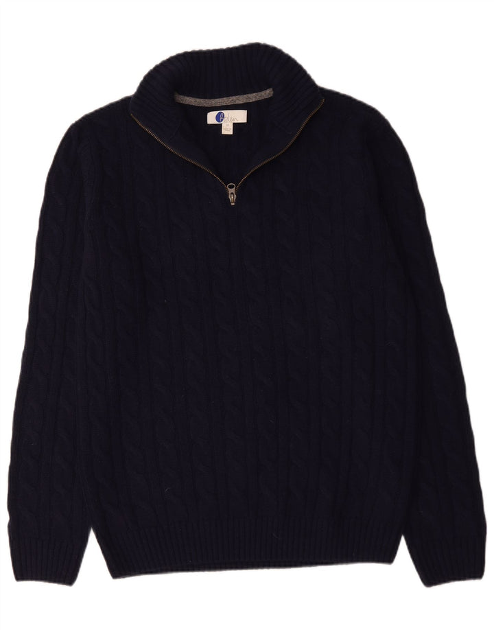 Boden Mens Zip Neck Jumper Sweater Medium Navy Blue Wool