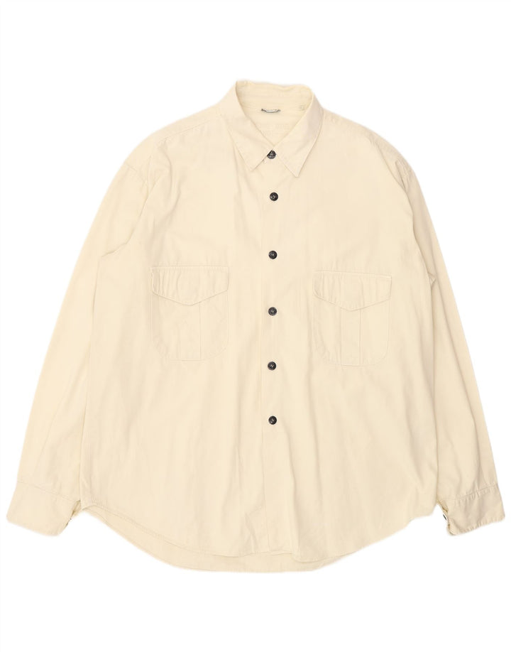 STONE ISLAND Mens Shirt 2XL Off White Cotton Classic