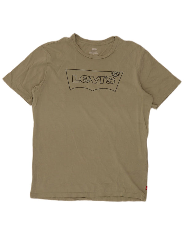 LEVI'S Mens Graphic T-Shirt Top Medium Khaki Cotton