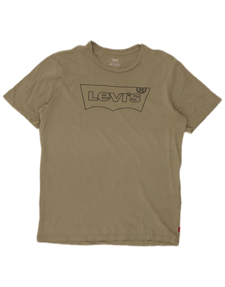 LEVI'S Mens Graphic T-Shirt Top Medium Khaki Cotton