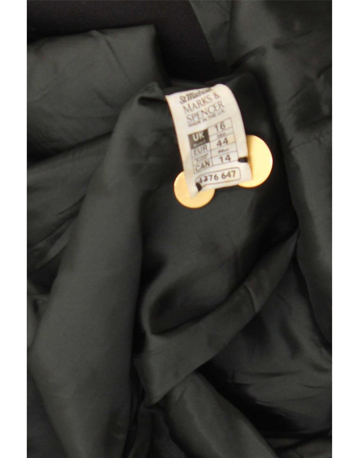 Marks & Spencer Womens Double Breasted Blazer Jacket UK 16 Large Black