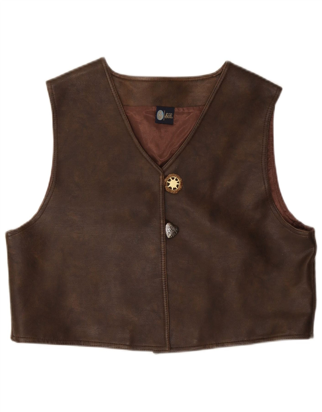 YOUR SIXTH SENSE Womens Leather Waistcoat UK 18 XL Brown