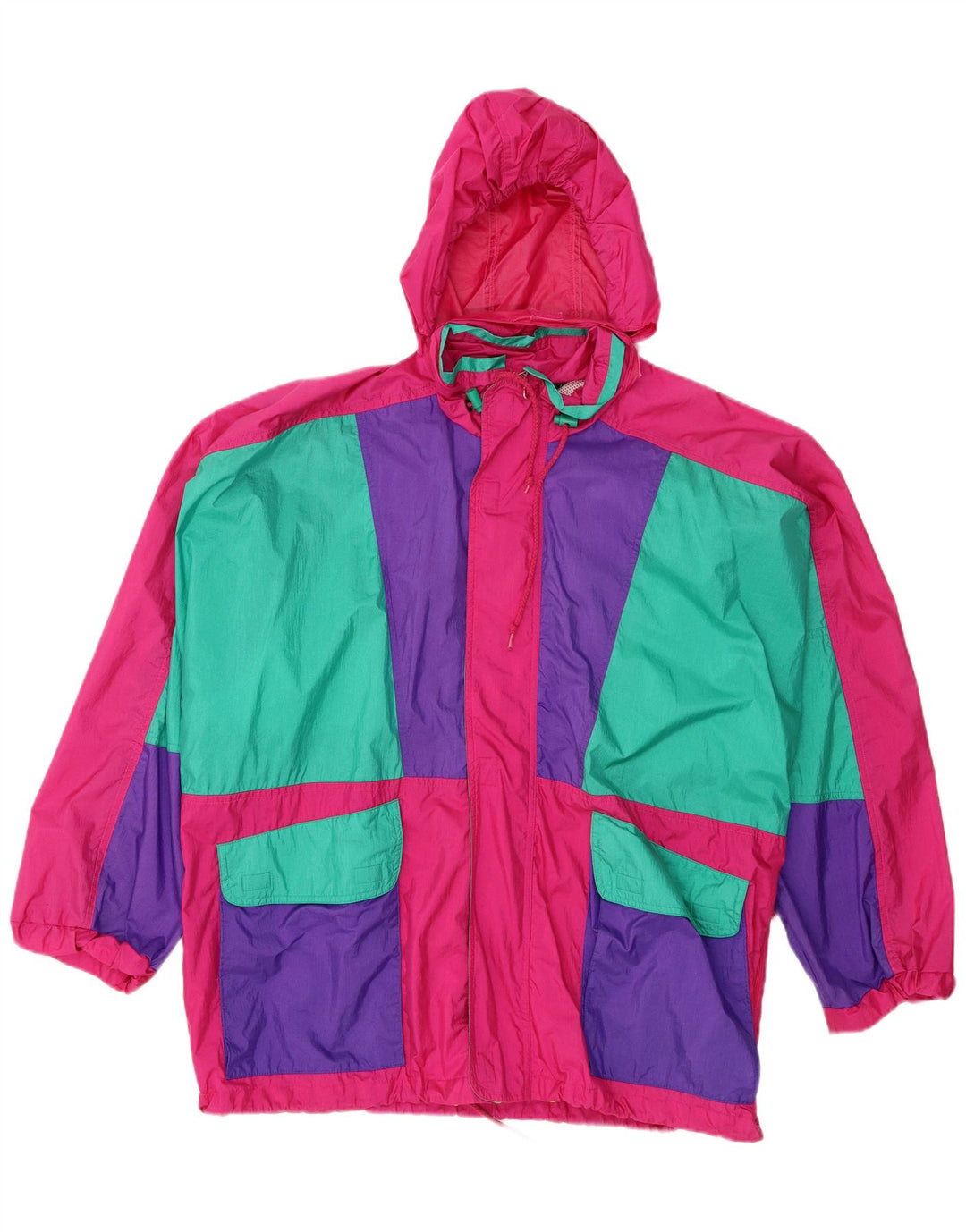 Rodeo Mens Hooded Rain Jacket IT 52/54 Large Pink Colourblock