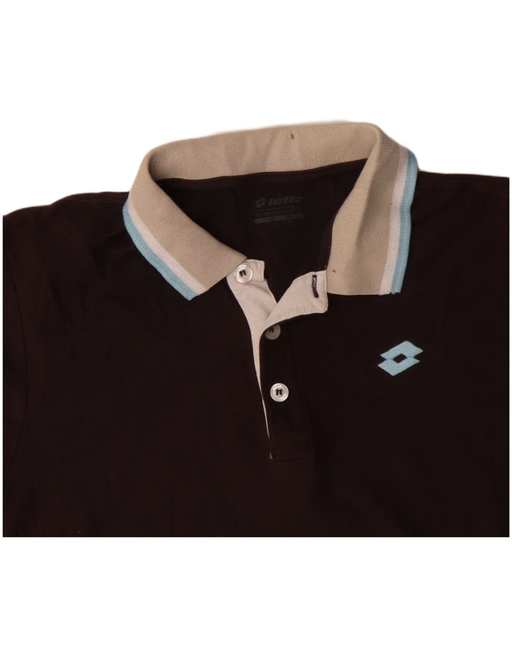 LOTTO Mens Polo Shirt Large Brown Cotton