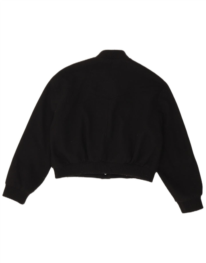ZARA Womens Oversized Crop Bomber Jacket UK 10 Small Black Polyester