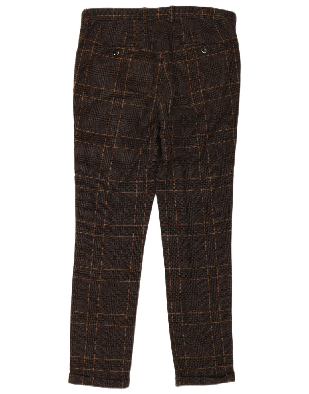 Sisley Mens Slim Chino Trousers IT 48 Medium W34 L31 Brown Houndstooth