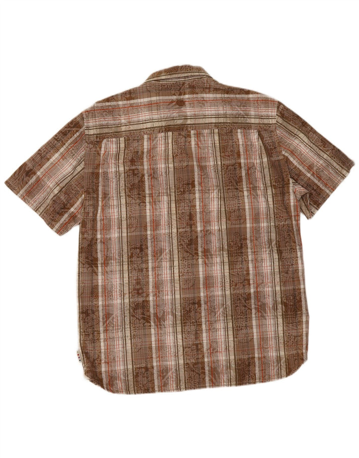 Fat Face Mens Short Sleeve Shirt Medium Brown Check Cotton