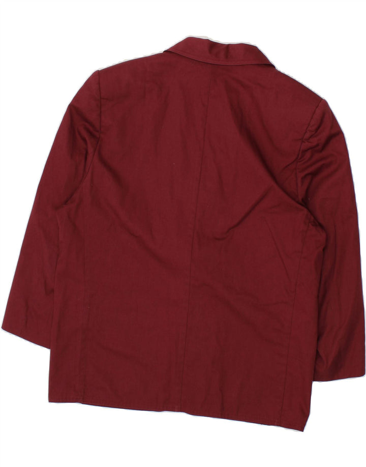 VINTAGE Womens 3/4 Sleeve 2 Button Blazer Jacket IT 48 XL Maroon Cotton Vintage Vintage and Second-Hand Vintage from Messina Hembry 