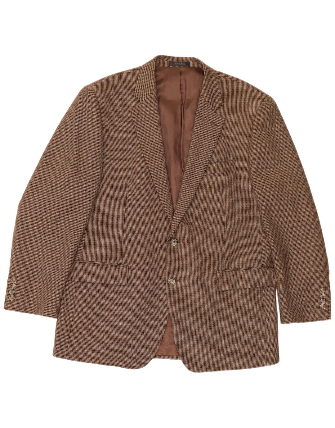 CHAPS Mens Slim 2 Button Blazer Jacket UK 42 XL Brown Houndstooth