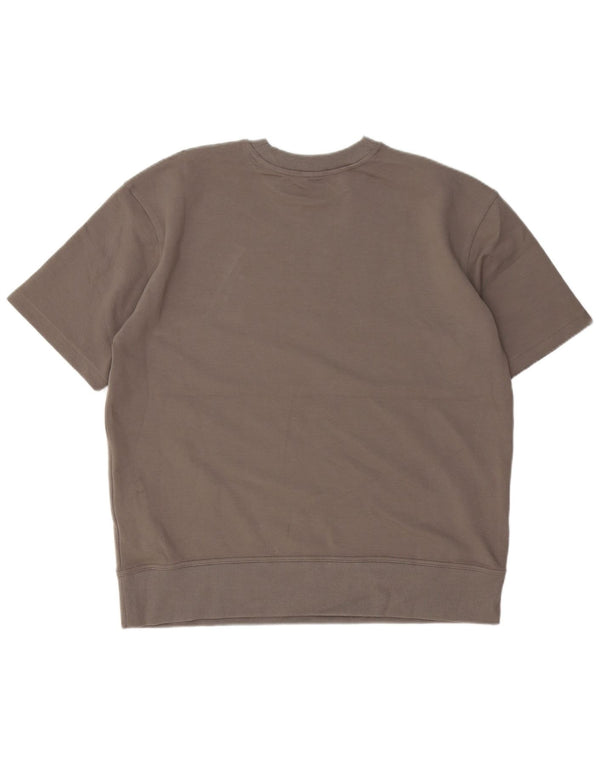 Zara Womens Short Sleeve Oversized Sweatshirt Jumper UK 14 Medium Grey