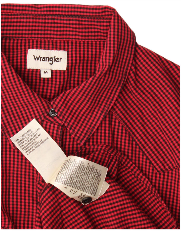 Wrangler Mens Western Shirt Medium Red Gingham Cotton