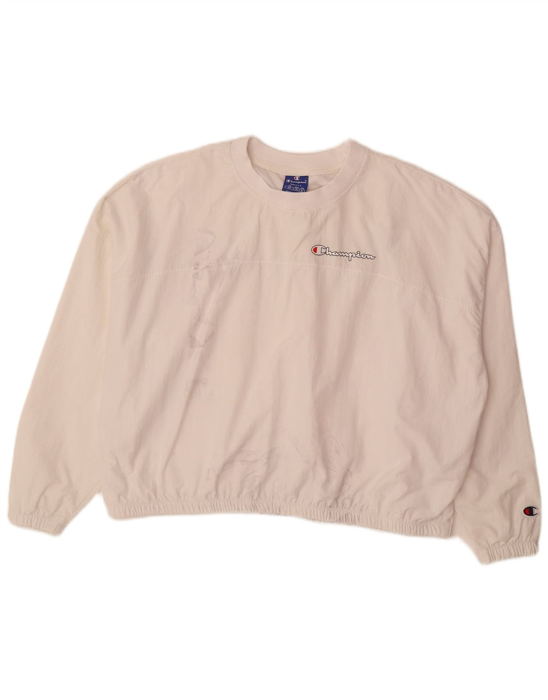 Champion Womens Graphic Oversized Pullover Tracksuit Top UK 10 Small White