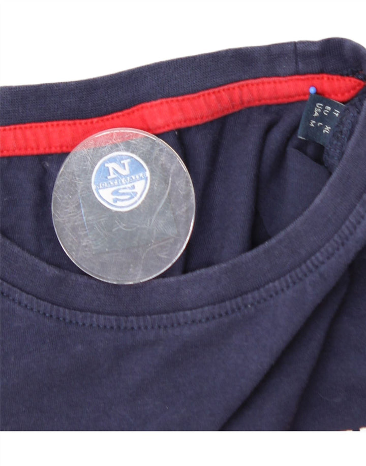 NORTH SAILS Mens Graphic T-Shirt Top Medium Navy Blue Cotton Vintage North Sails and Second-Hand North Sails from Messina Hembry 