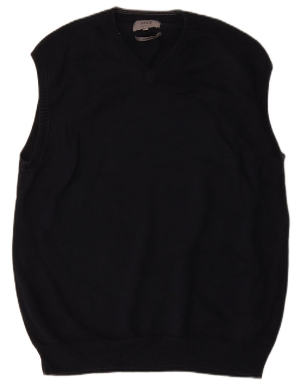 Marks & Spencer Mens Vest Tank Top Large Navy Blue Cotton