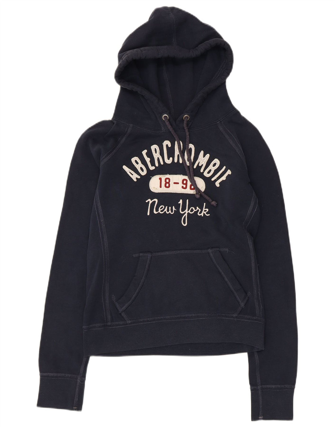 ABERCROMBIE & FITCH Womens New York Hoodie Jumper UK 10 Small Navy Blue