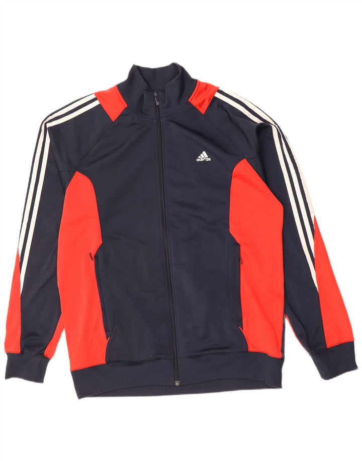 Adidas Mens Tracksuit Top Jacket UK 42/44 Large Navy Blue Polyester