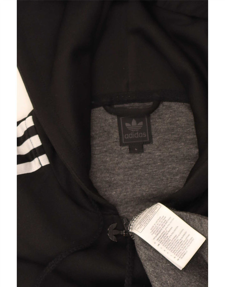 Adidas Mens Hoodie Jumper Large Black Polyester