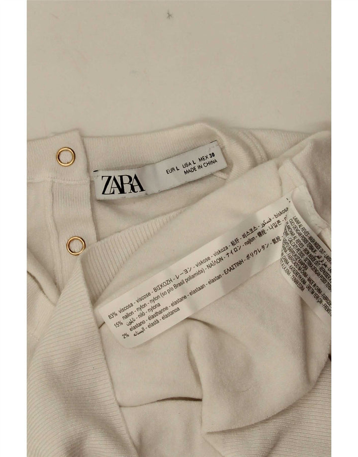 Zara Womens Blouse Top UK 14 Large White Viscose