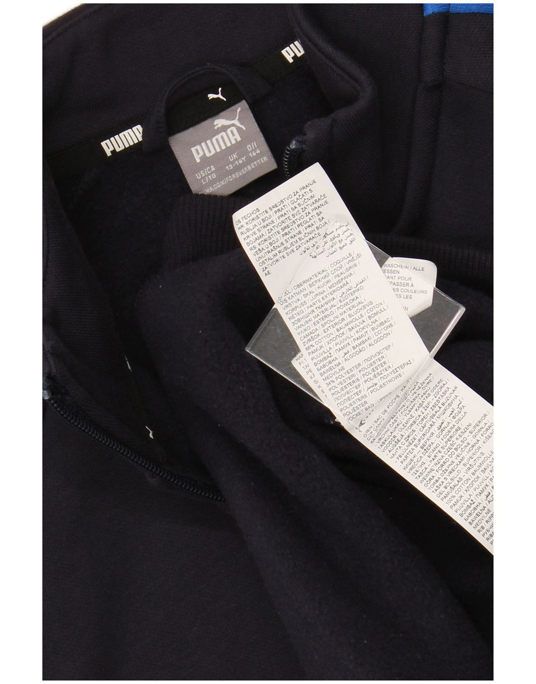 PUMA Boys Tracksuit Top Jacket 13-14 Years Navy Blue Cotton