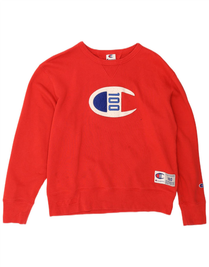 Champion Mens Graphic Sweatshirt Jumper Large Red Cotton