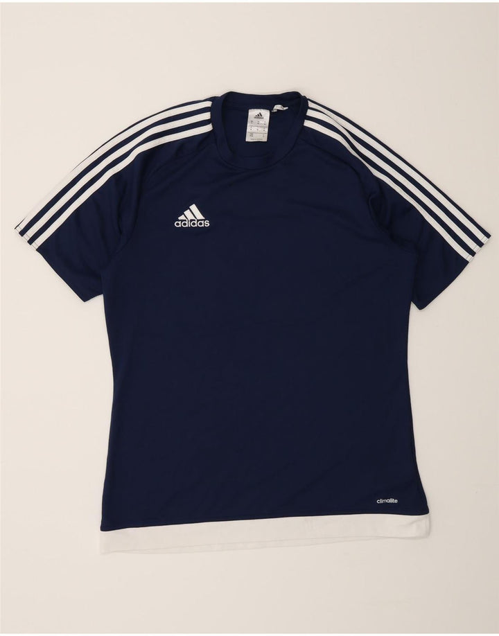 Adidas Mens Climalite T-Shirt Top Medium Navy Blue Colourblock Polyester