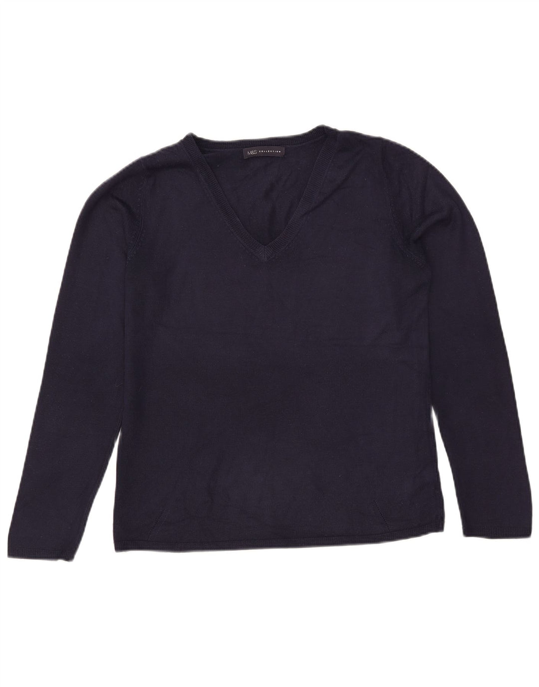 Marks & Spencer Womens V-Neck Jumper Sweater UK 12 Medium Navy Blue