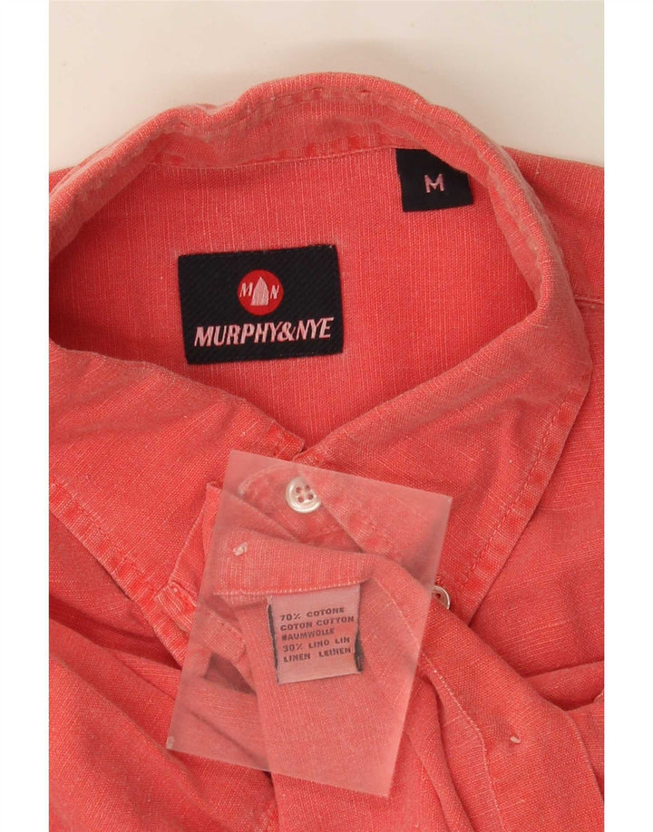 Murphy & Nye Mens Short Sleeve Shirt Medium Red Cotton