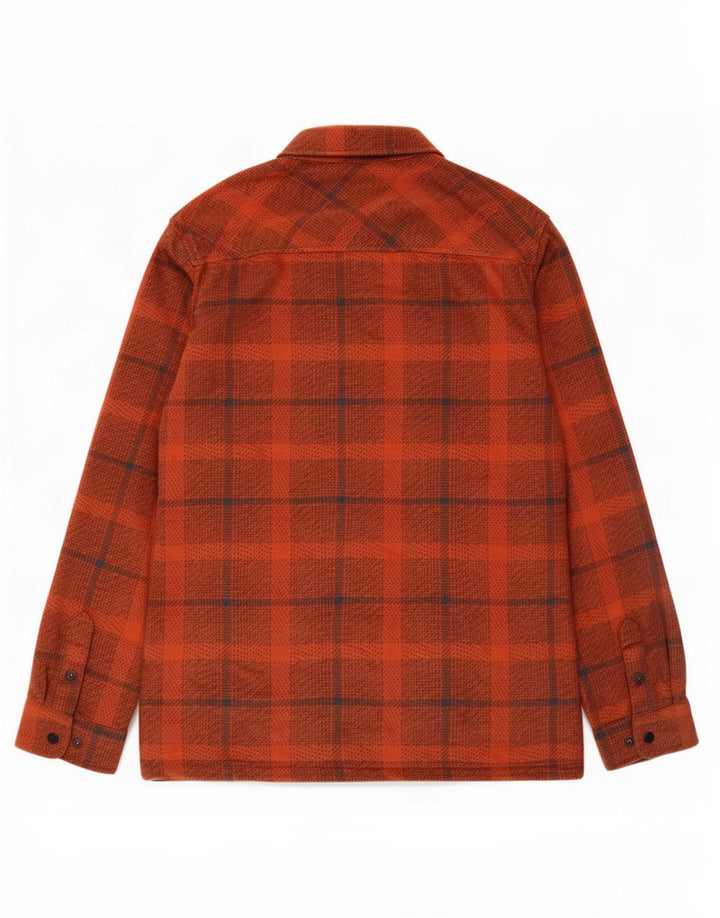 O'Neill Mens Fleece Shirt Large Orange Check Polyester