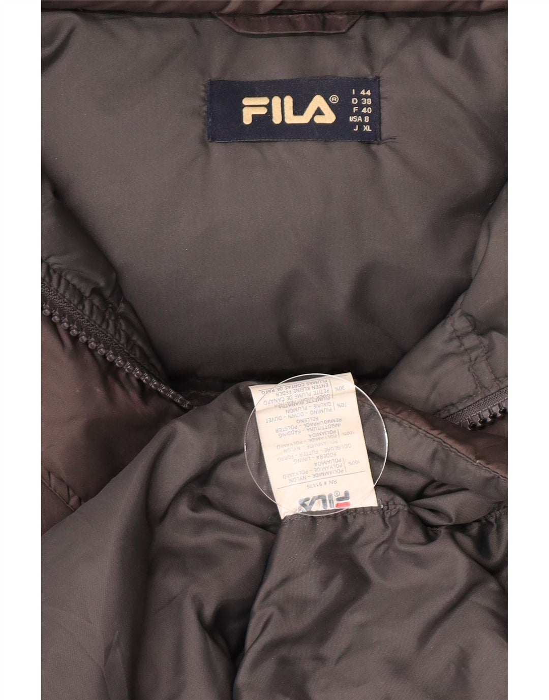 Fila Womens Hooded Padded Coat IT 44 Medium Grey Nylon