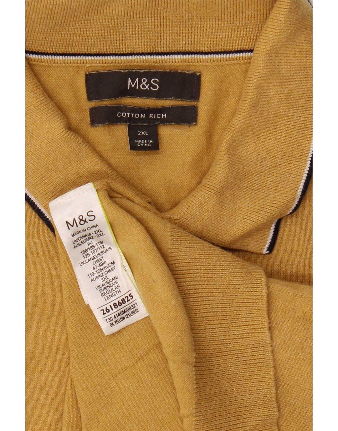 Marks & Spencer Mens Polo Shirt 2XL Yellow Cotton