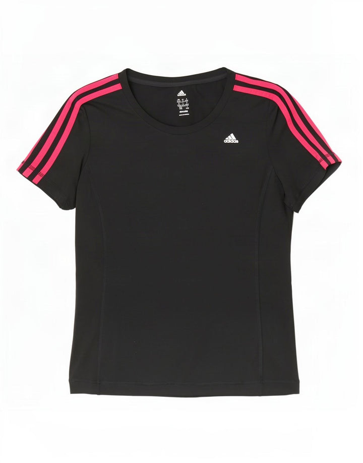 Adidas Womens Climalite T-Shirt Top UK 12/14 Medium Black Polyester