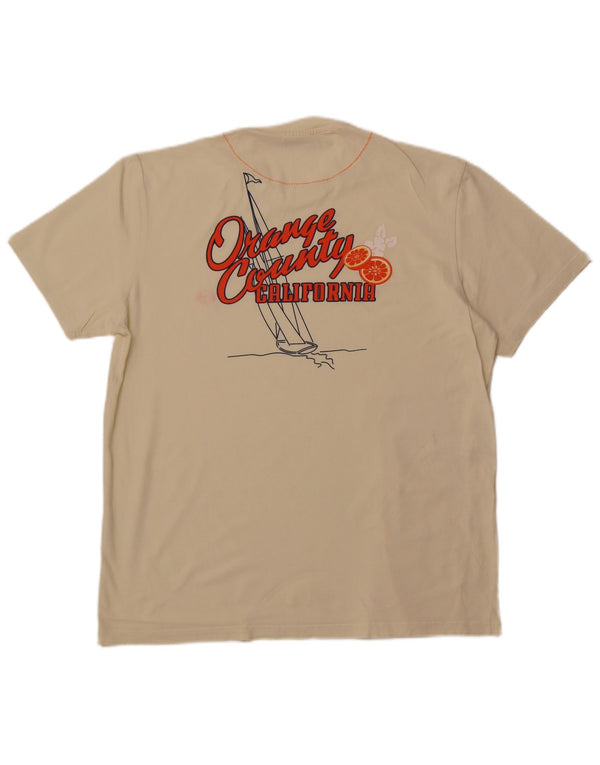 SERGIO TACCHINI Mens Graphic T-Shirt Top XL Off White Cotton