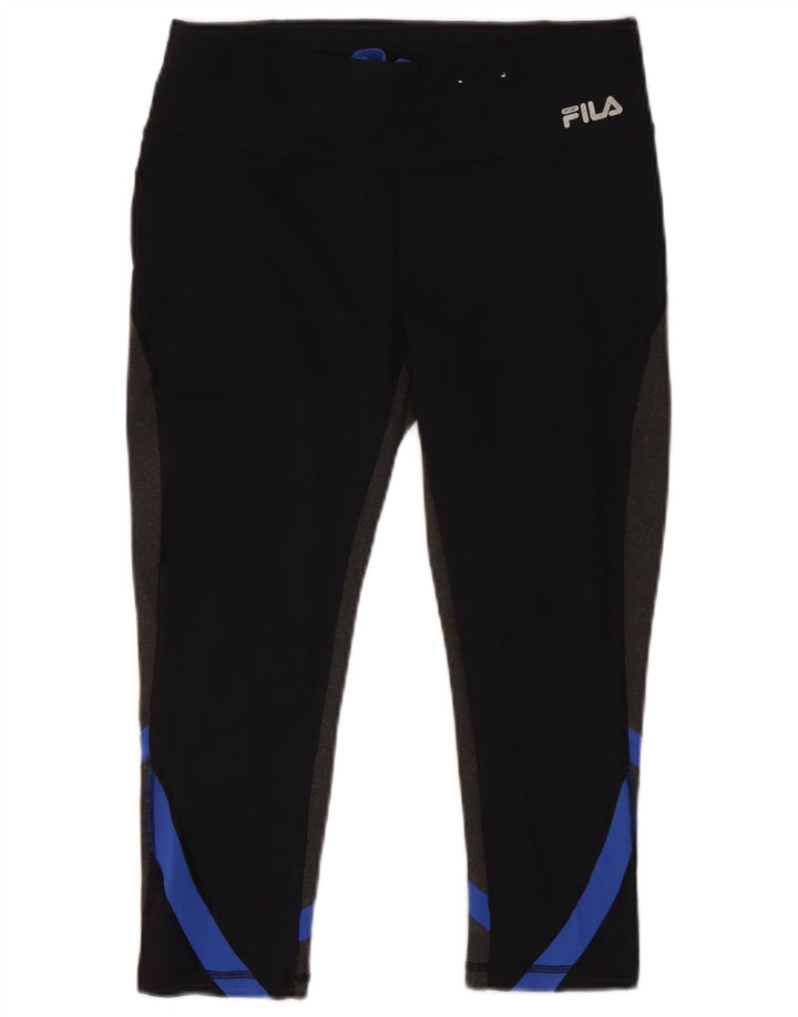 Fila Womens Capri Leggings UK 14 Medium  Black Colourblock Polyester
