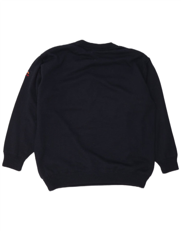 WHISPER Mens Yachting Crew Neck Jumper Sweater XL Navy Blue Polyester