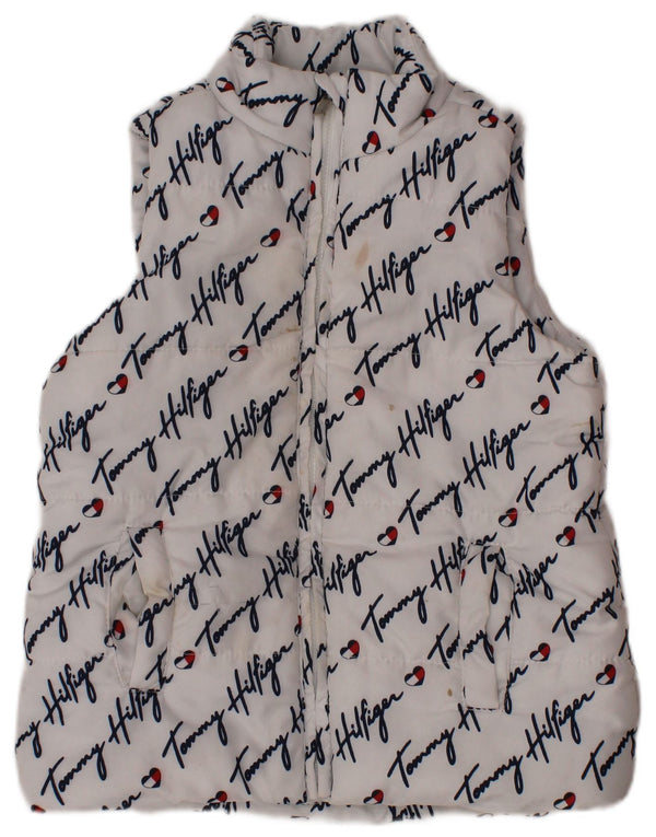 TOMMY HILFIGER Girls Graphic Padded Gilet 3-4 Years White Polyester