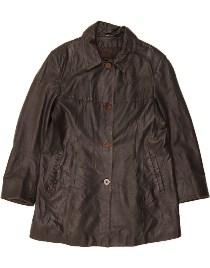 DILETTA LELLI Womens Leather Coat UK 18 XL Black Vintage Diletta Lelli and Second-Hand Diletta Lelli from Messina Hembry 
