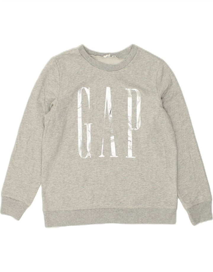 GAP Womens Graphic Sweatshirt Jumper UK 10 Small Grey Cotton | Vintage Gap | Thrift | Second-Hand Gap | Used Clothing | Messina Hembry 