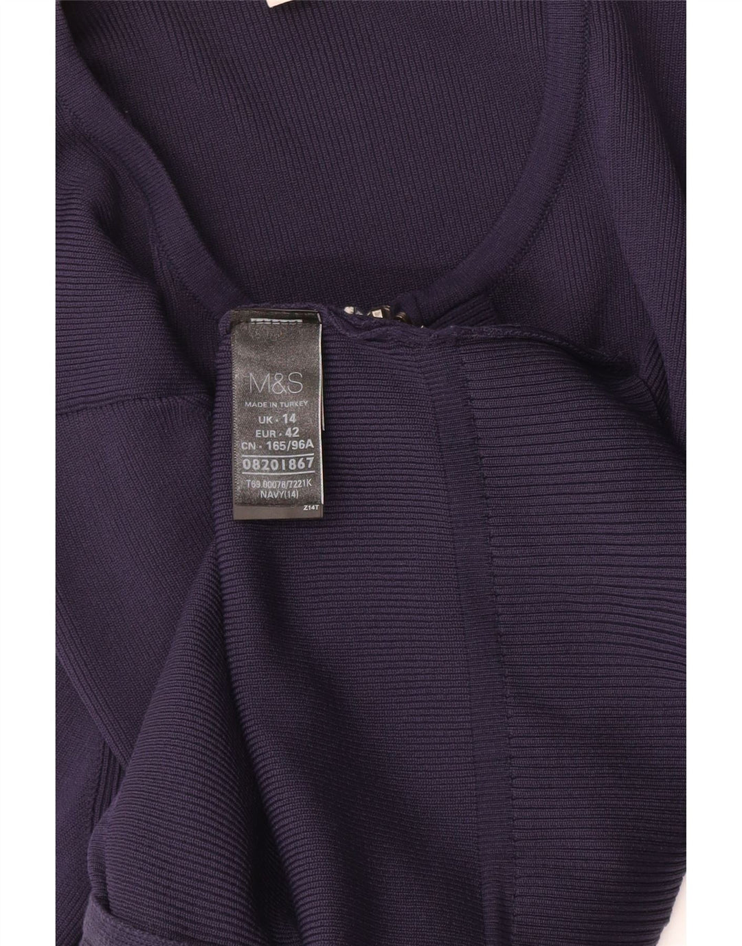 Marks & Spencer Womens Cardigan Sweater UK 14 Medium  Navy Blue Polyamide