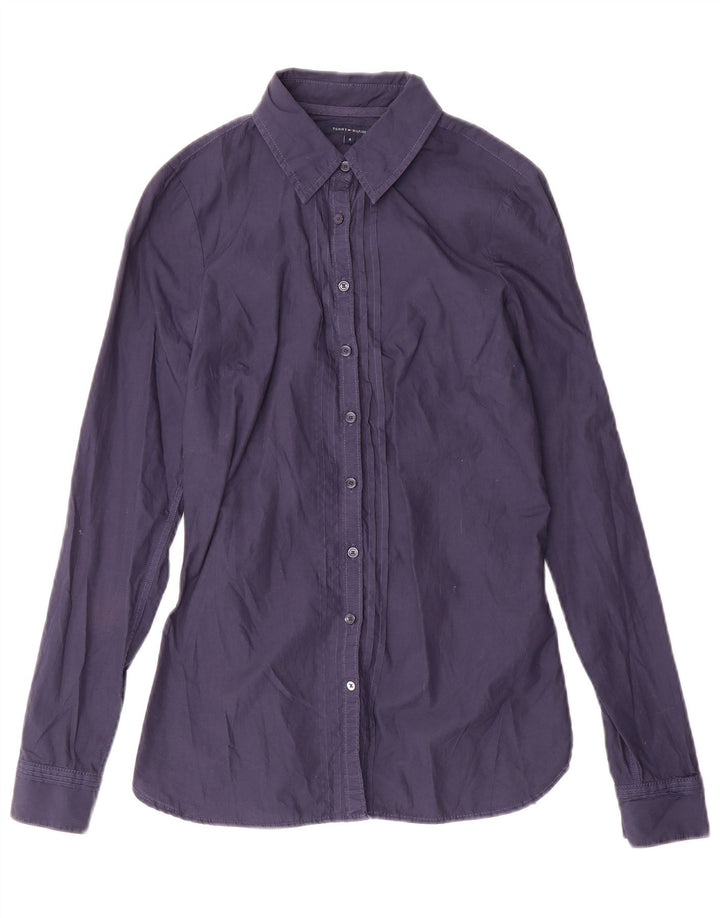 Tommy Hilfiger Womens Shirt US 4 Small Navy Blue Cotton