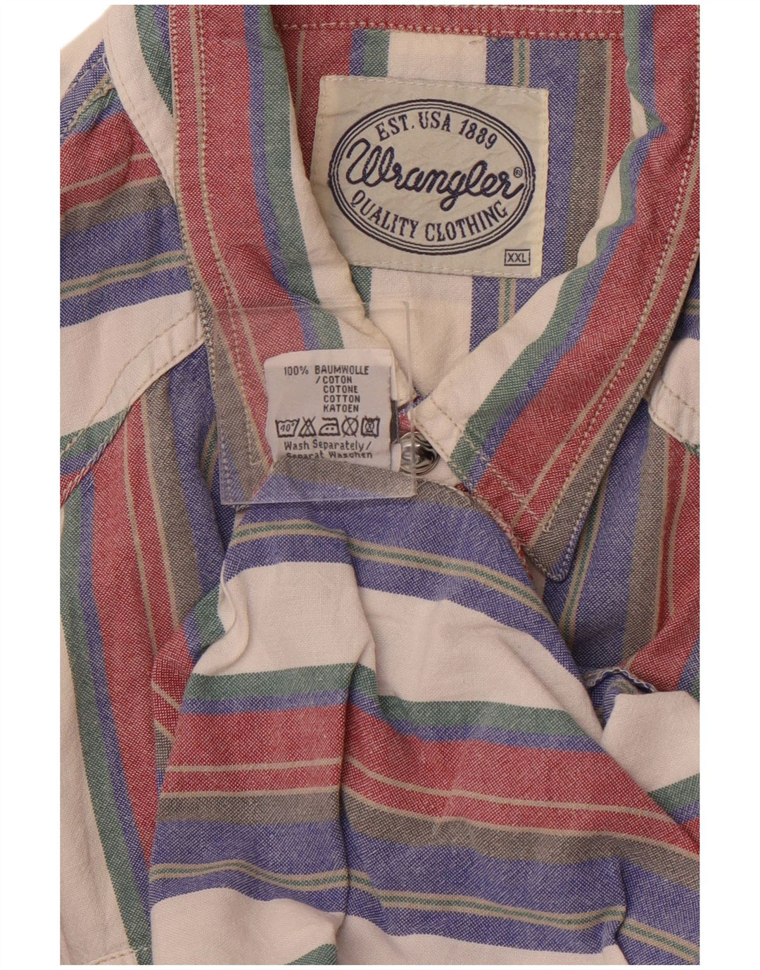 WRANGLER Mens Shirt 2XL Multicoloured Striped Cotton
