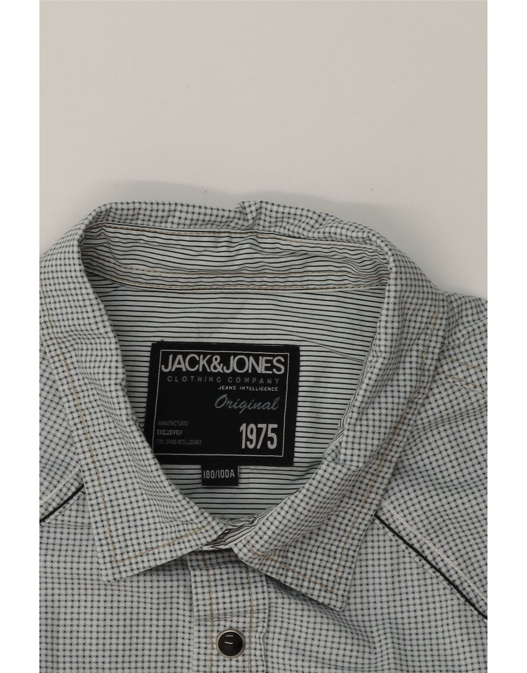 JACK & JONES Mens Short Sleeve Shirt Medium Blue Check Vintage Jack & Jones and Second-Hand Jack & Jones from Messina Hembry 