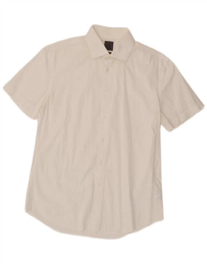 Calvin Klein Mens Short Sleeve Shirt Medium White Cotton