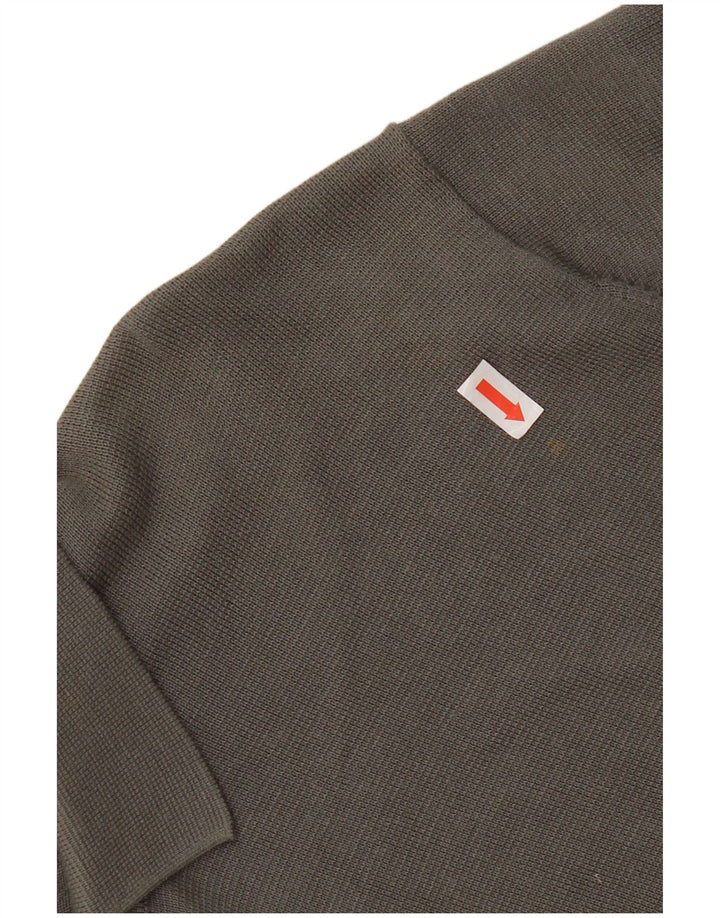 Massimo Dutti Mens Short Sleeve Polo Neck Jumper Sweater Medium Grey Cotton