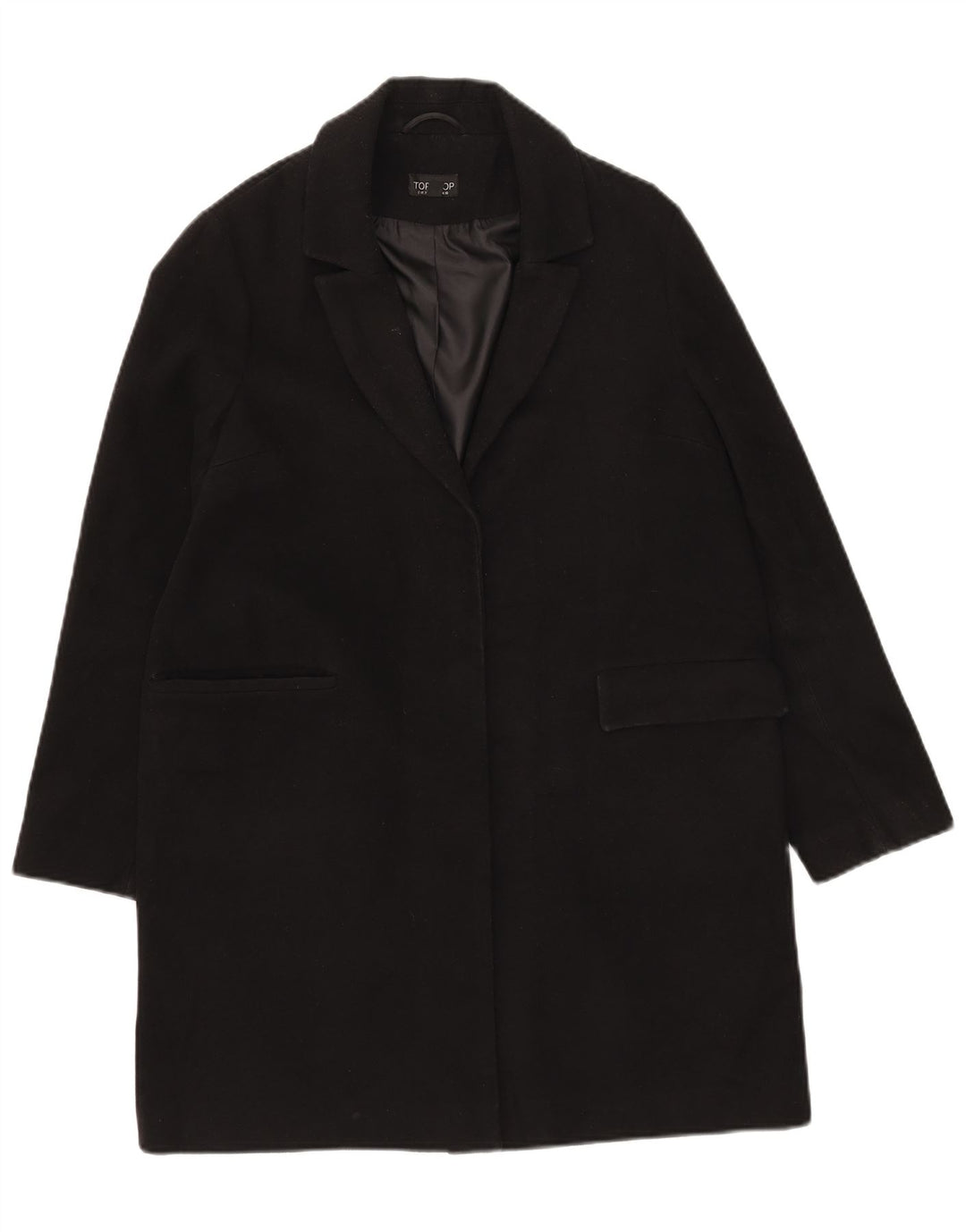 Topshop Womens Open Overcoat UK 10 Small  Black Polyester