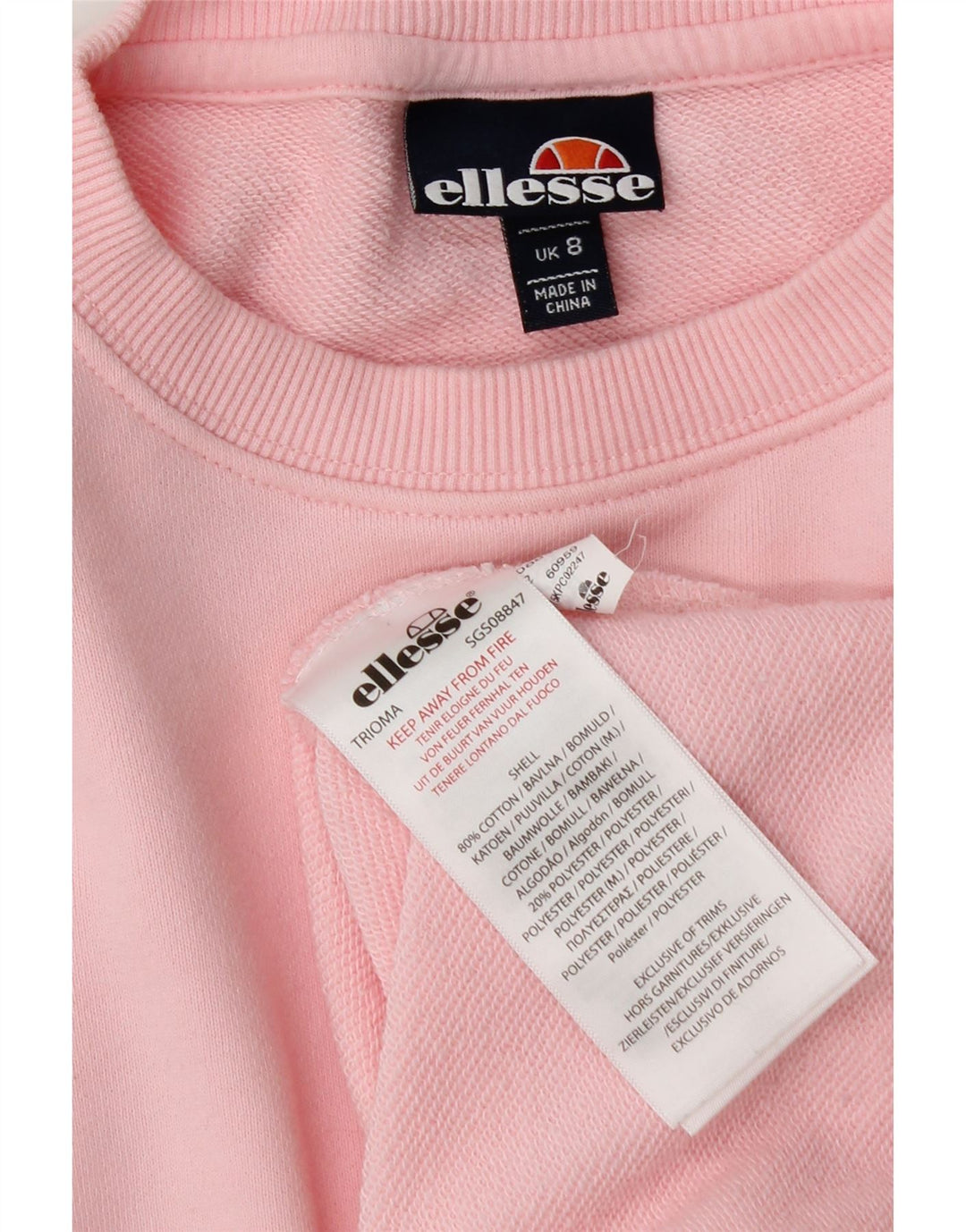 Ellesse Womens Graphic Sweatshirt Jumper UK 8 Small Pink Cotton