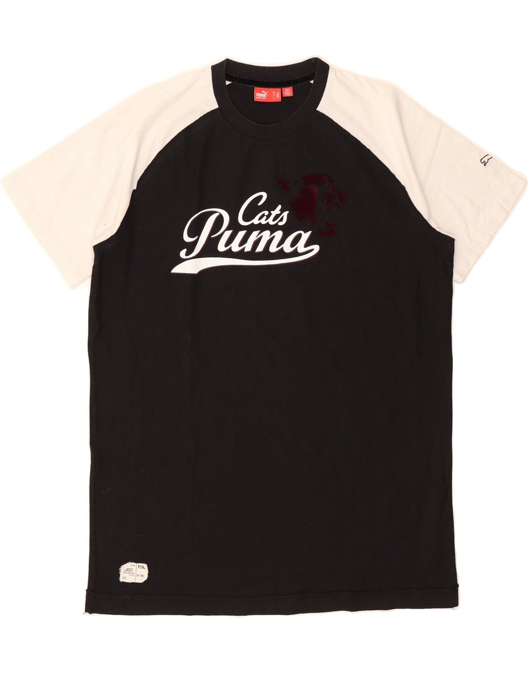 PUMA Mens Graphic T-Shirt Top Medium Black Colourblock Cotton Vintage Puma and Second-Hand Puma from Messina Hembry 