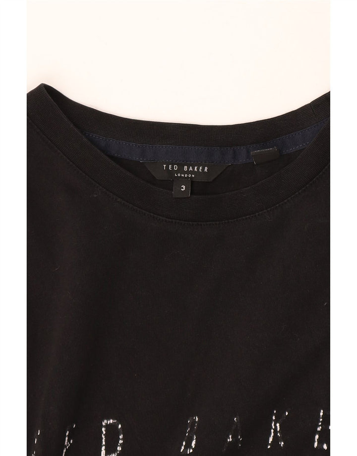 Ted Baker Mens Graphic T-Shirt Top Size 3 Medium Black